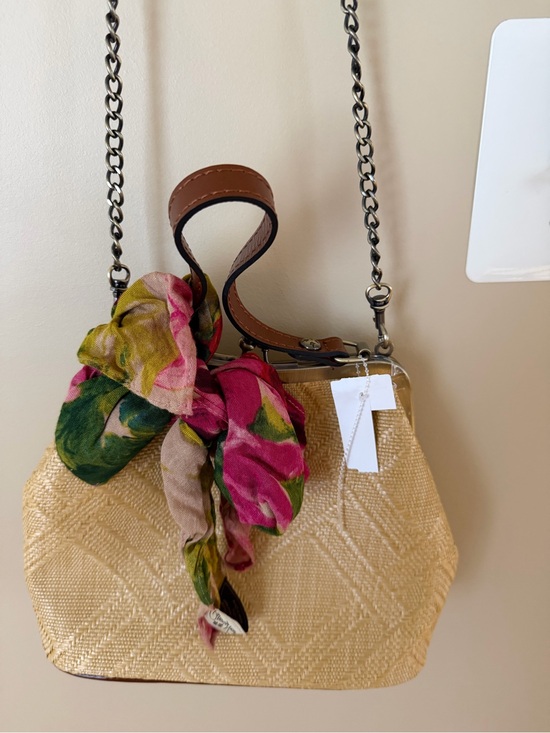 Patricia Nash Handbags - Patricia Nash Woven Straw Kiss Lock Frame Crossbody Bag | Chain Strap | Vintage